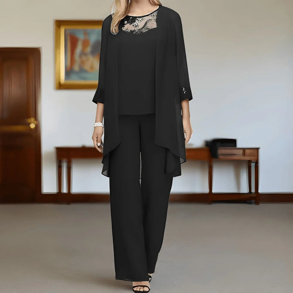 Women’s Elegant Three-Piece Evening Pant Set