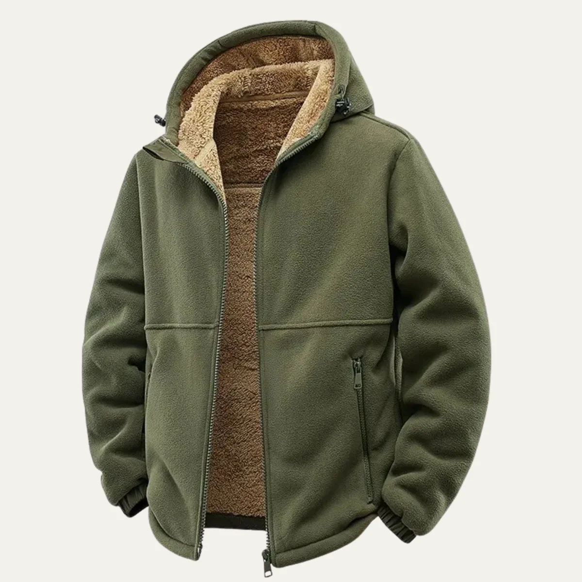 Men’s Hooded Fleece Jacket - Warm Zip-Up Winter Outerwear