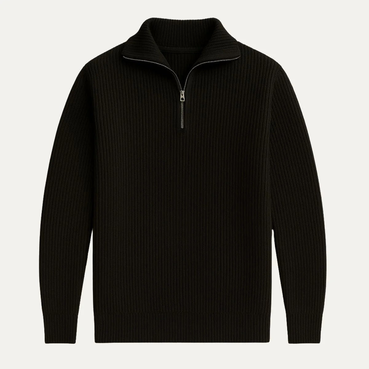 Men’s Ribbed Half-Zip Sweater - Classic Zip-Collar Knit Pullover
