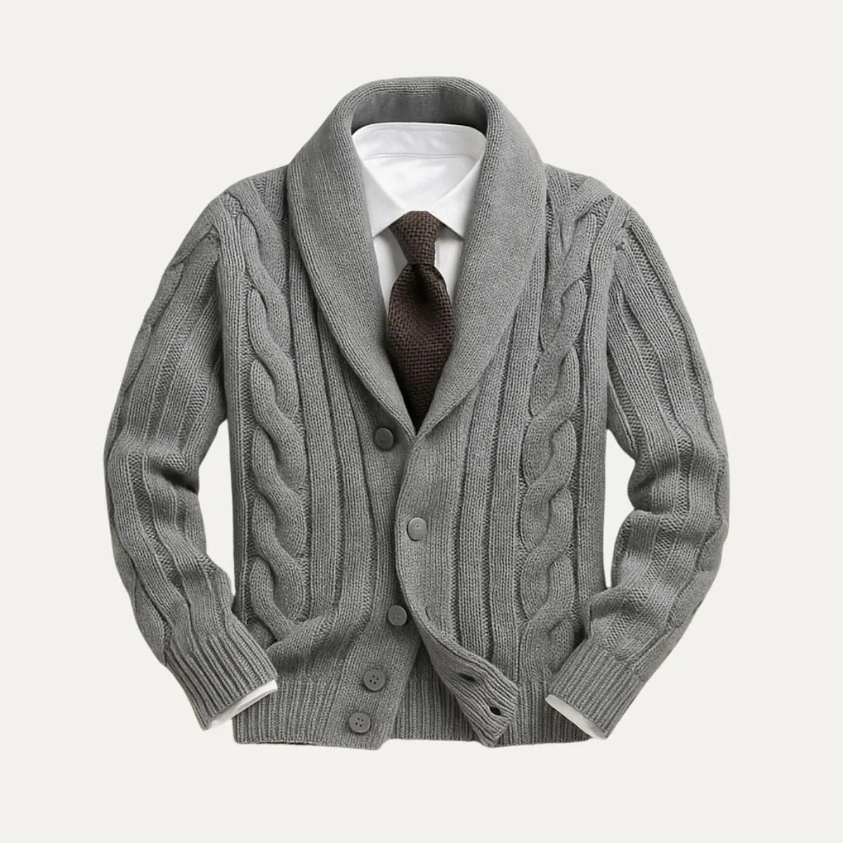 Men’s Cable-Knit Shawl Cardigan - Button-Front Knitwear