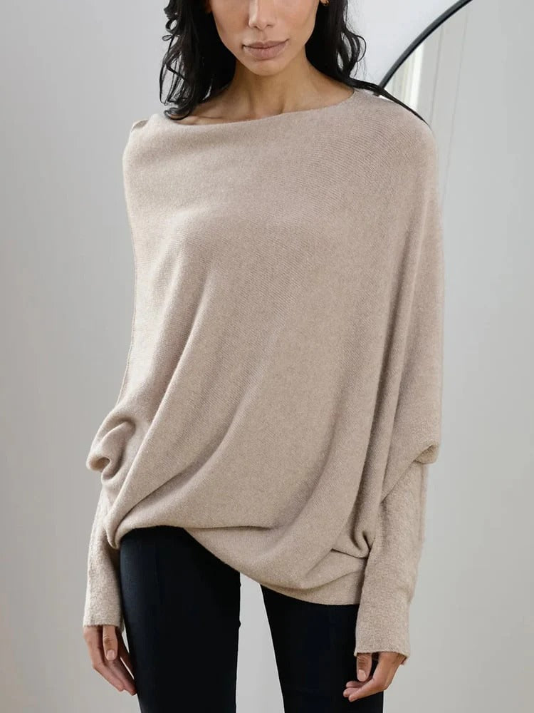Women’s Off-Shoulder Knit Sweater - Effortless Chic Pullover