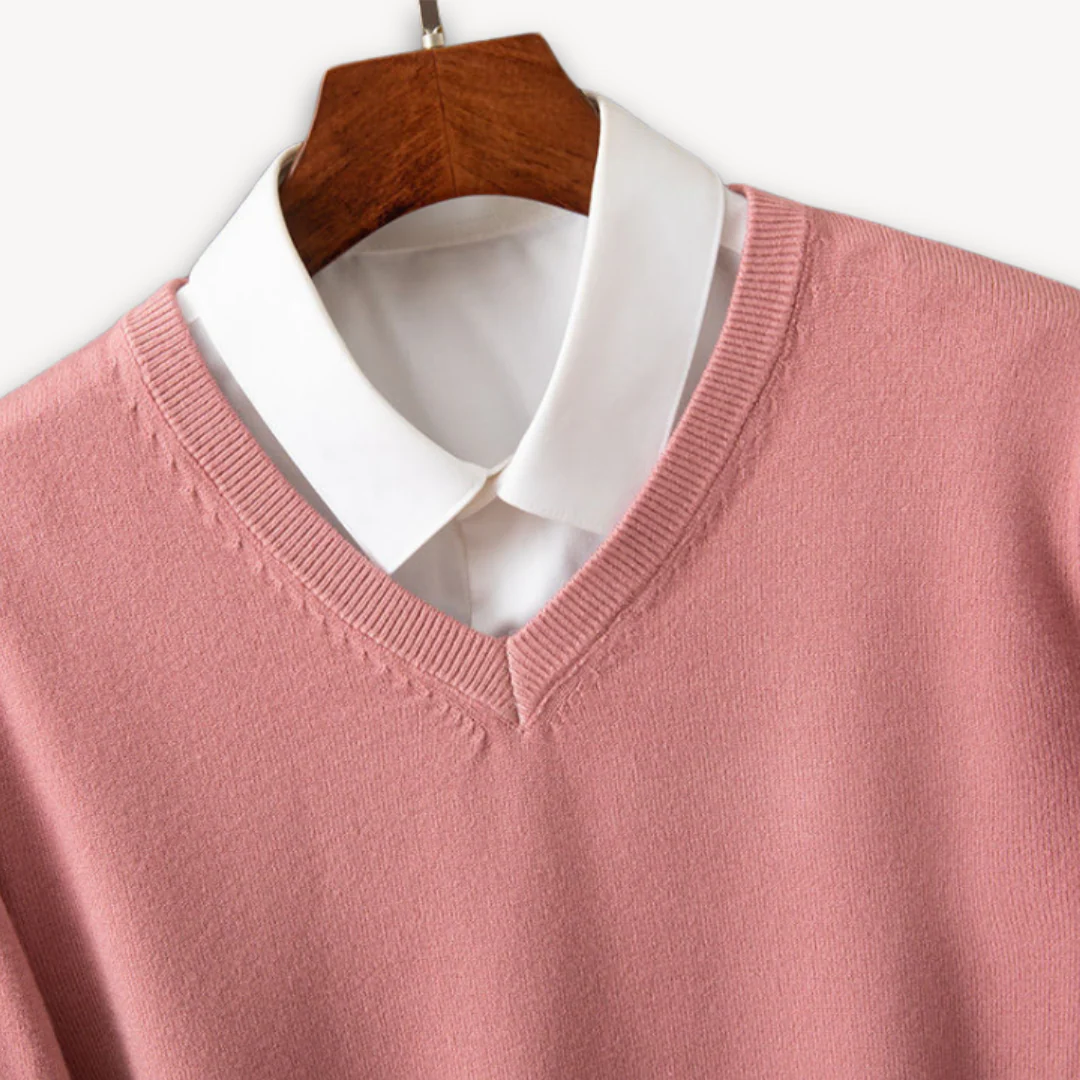 Men’s Preston Layered Collar Knit Sweater - V-Neck Pullover