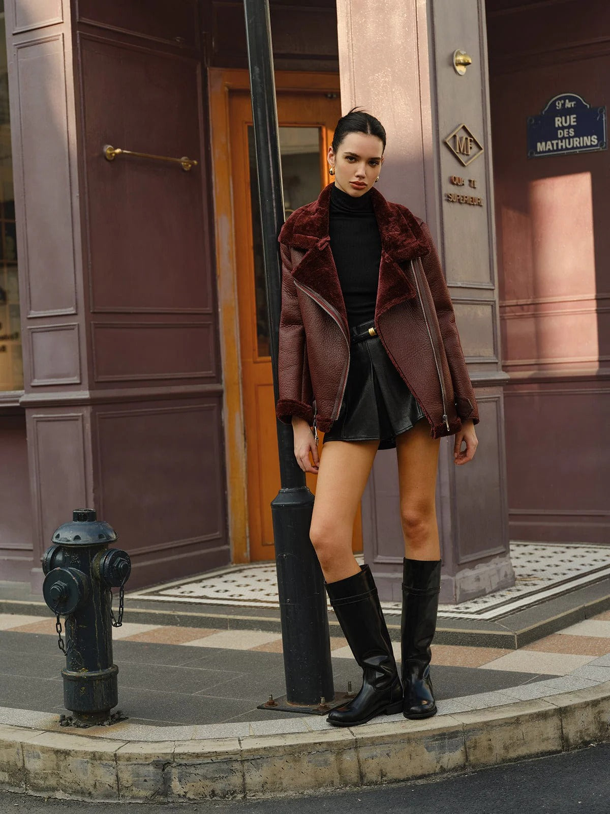 Shearling-Style Moto Jacket - Trendy Oversized Outerwear