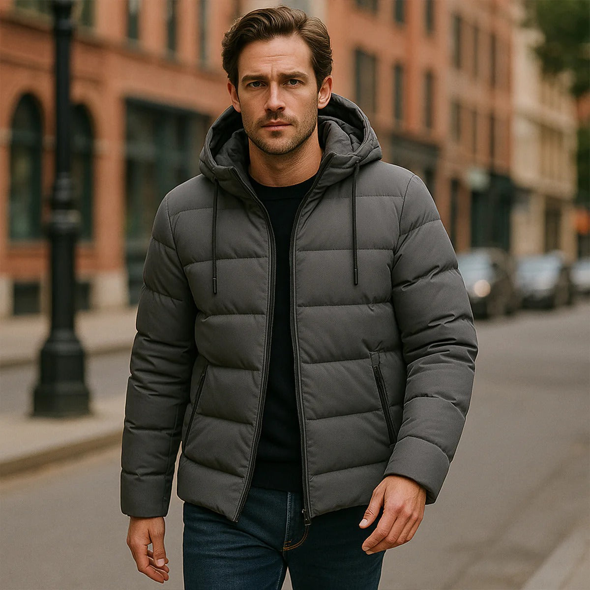 Men’s Hooded Puffer Jacket - Modern Quilted Outerwear