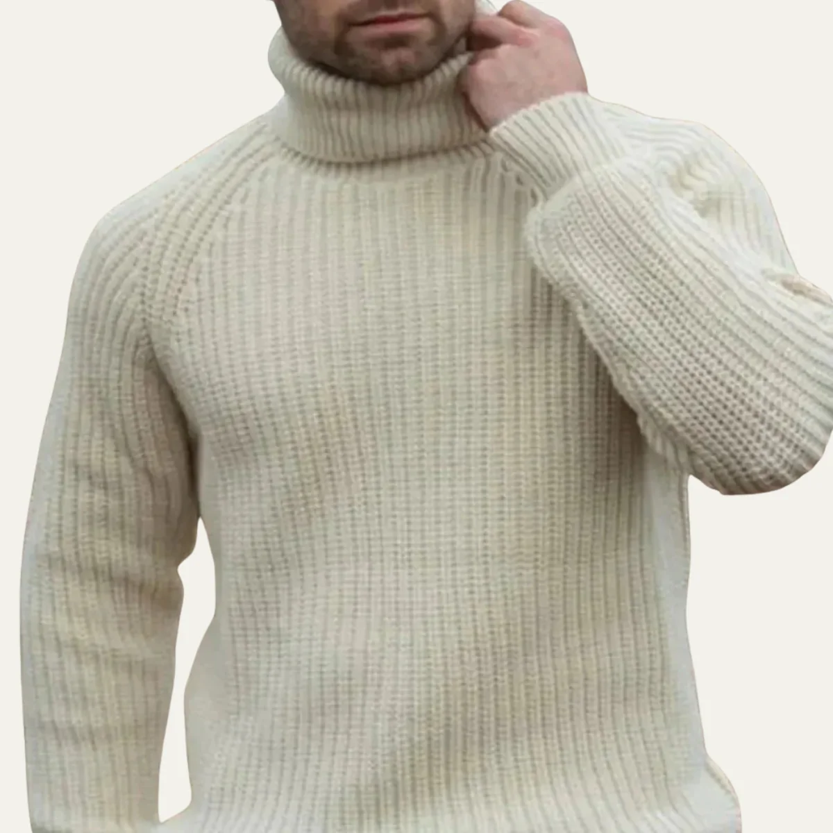 Men’s Chunky Ribbed Turtleneck Sweater - Classic Winter Knitwear