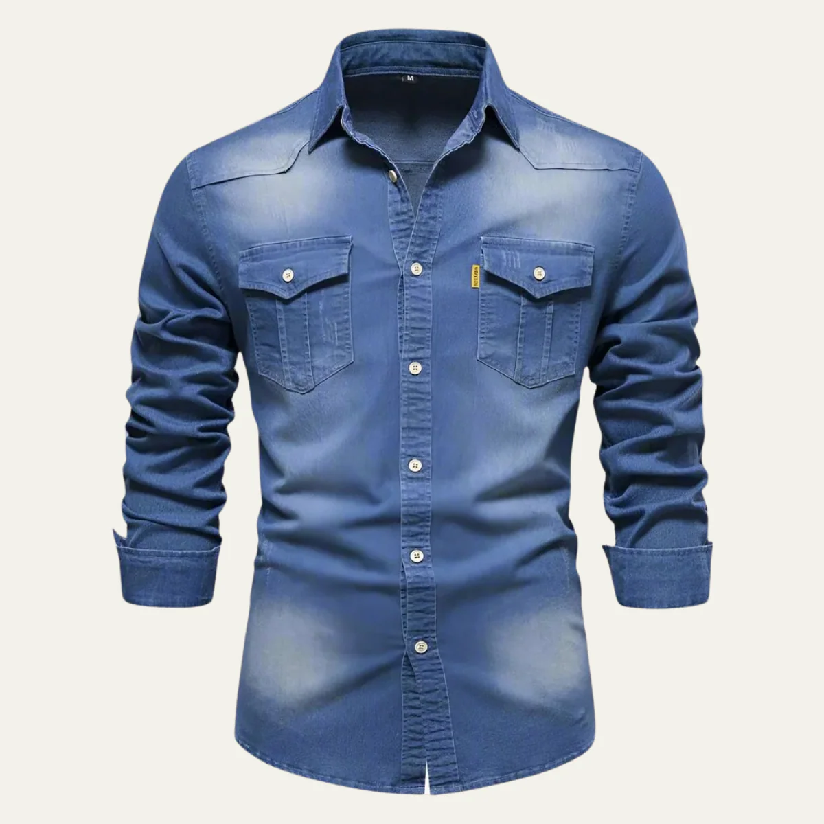 Men’s Classic Denim Shirt - Casual Button-Up Long Sleeve