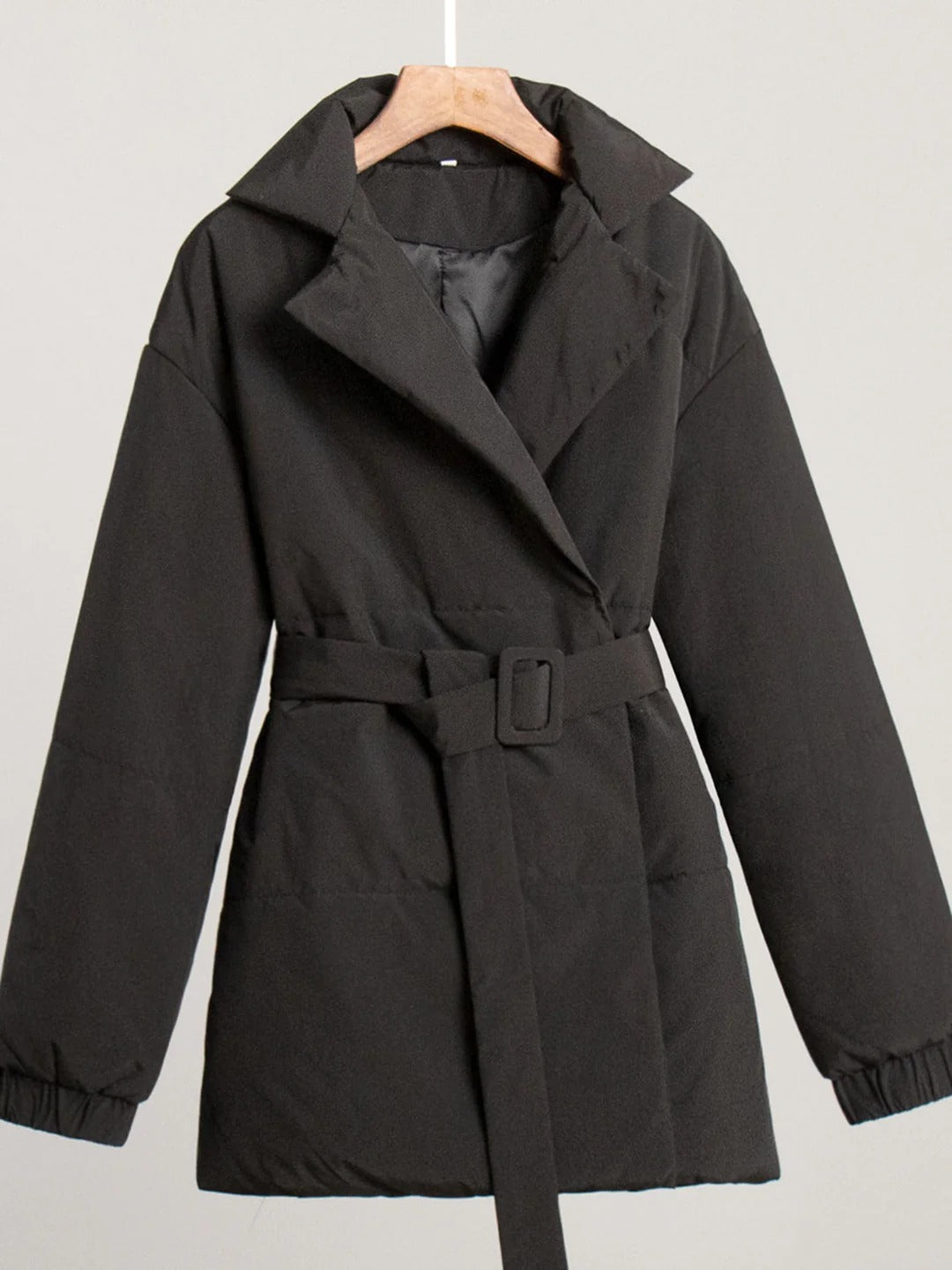 Women’s Belted Puffer Jacket - Wrap Front Quilted Winter Coat