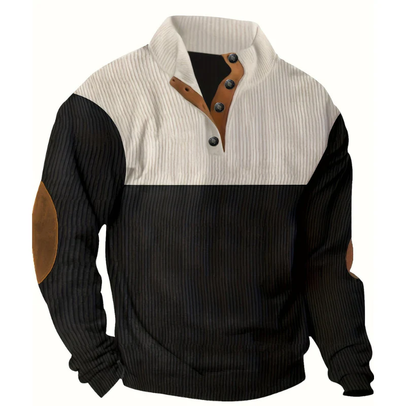 Men’s Summit Ridge Button-Neck Knit Pullover - Colorblock Casual Sweater