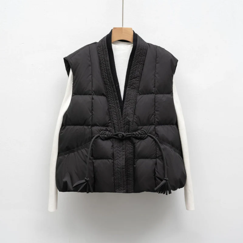 Women’s Quilted Tie-Waist Puffer Vest - Lightweight Layered Gilet
