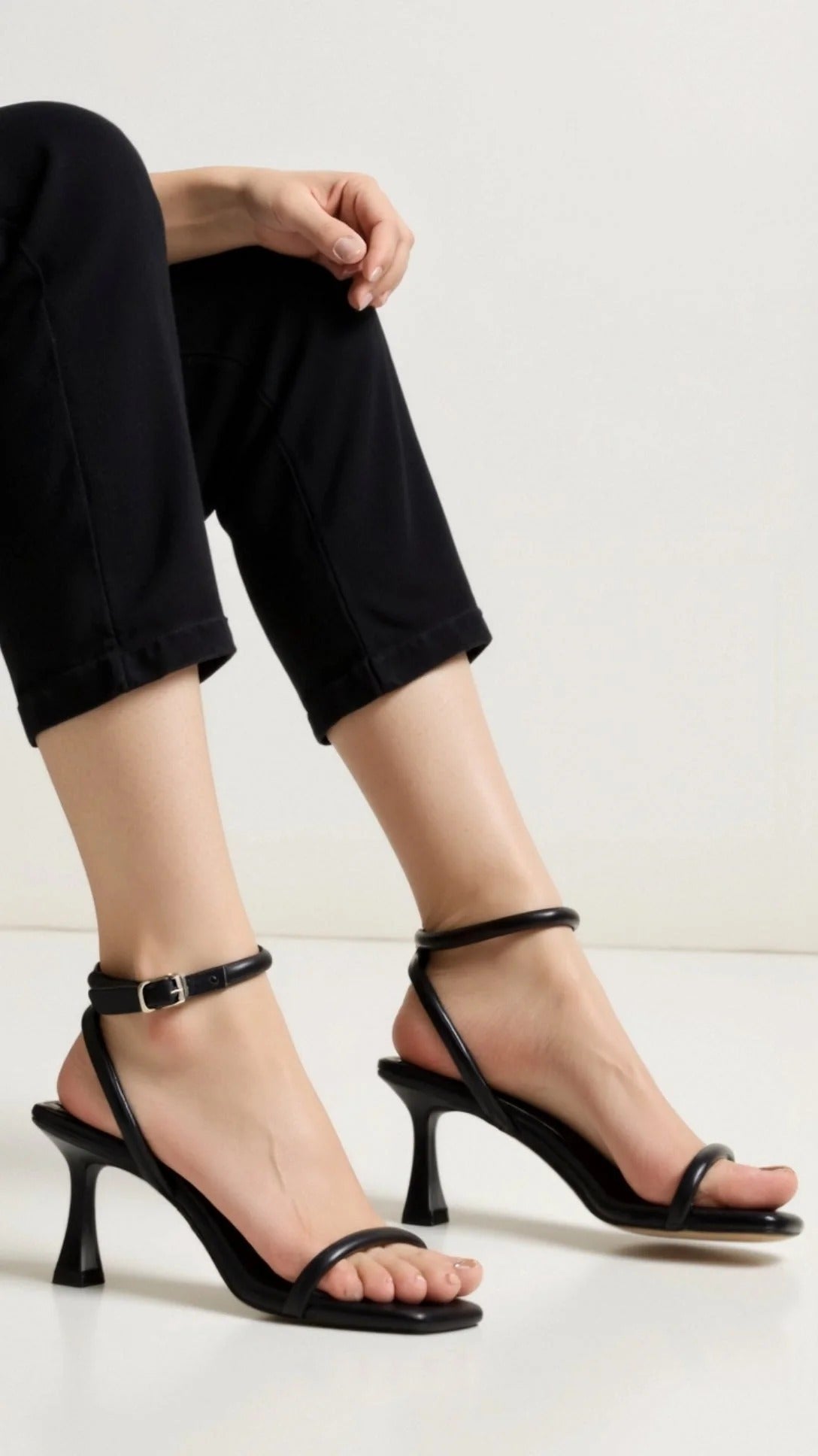 Women’s Metallic Strappy Heeled Sandals - Elegant Square Toe Shoes