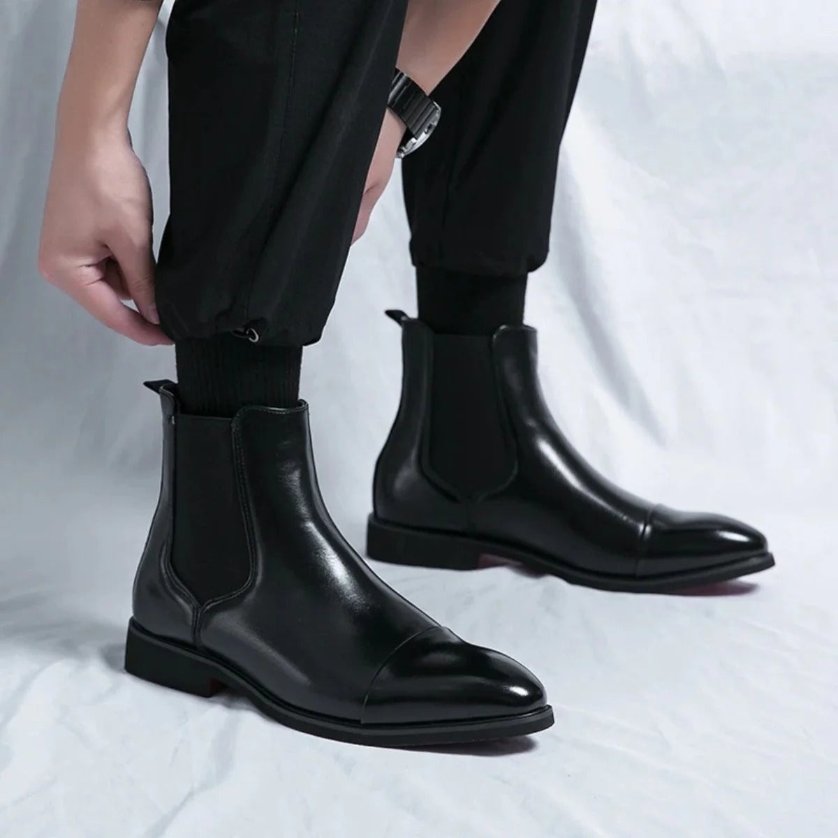 Men’s Polished Chelsea Boots - Classic Slip-On Dress Ankle Boots