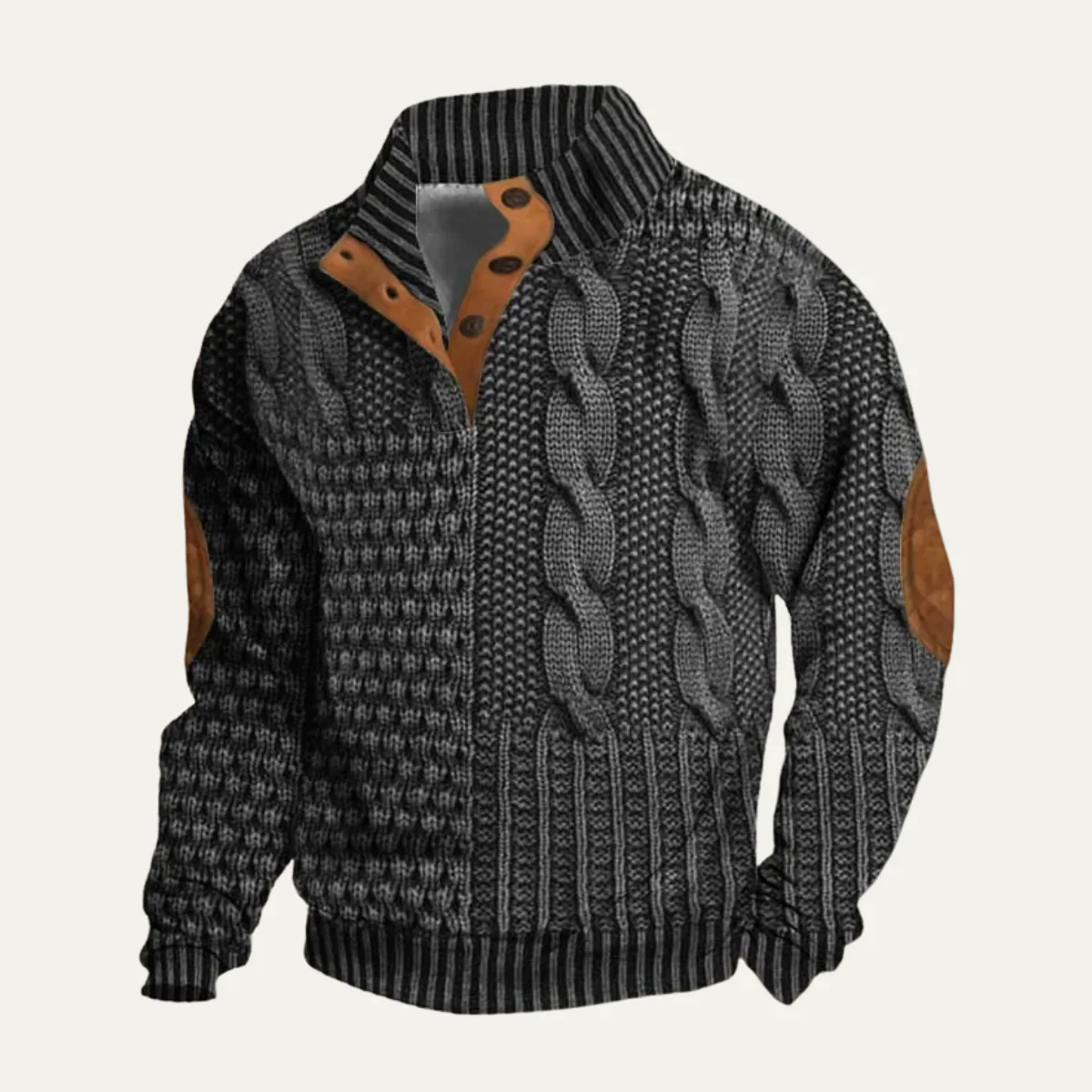 Men’s Textured Knit Pattern Pullover - Vintage Winter Sweater
