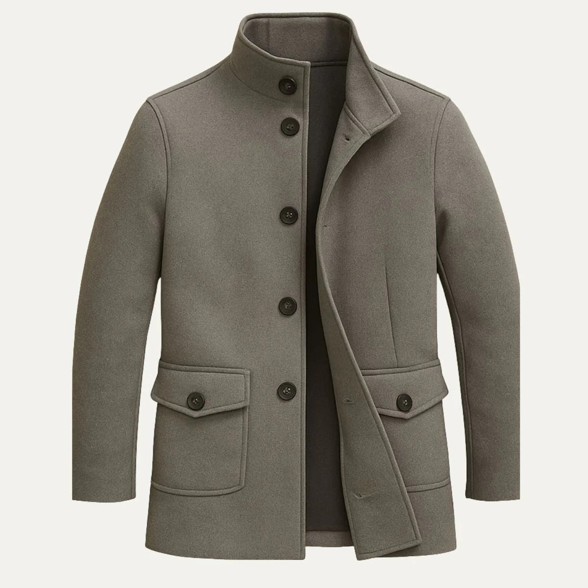 Men’s Classic Tailored Coat – Modern Button-Up Winter Jacket