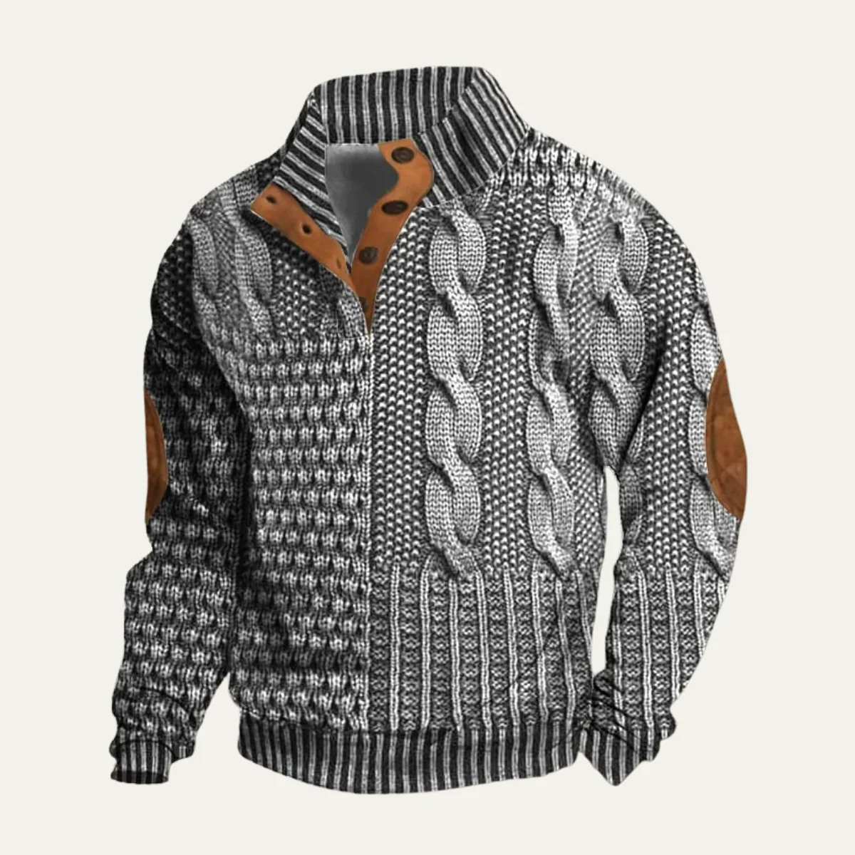 Men’s Textured Knit Pattern Pullover - Vintage Winter Sweater