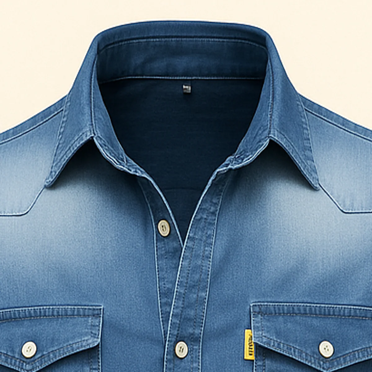 Men’s Classic Denim Shirt - Casual Button-Up Long Sleeve