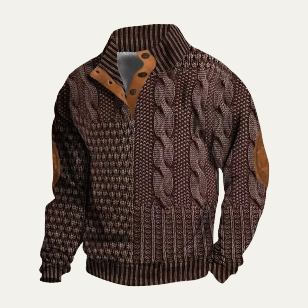 Men’s Textured Knit Pattern Pullover - Vintage Winter Sweater