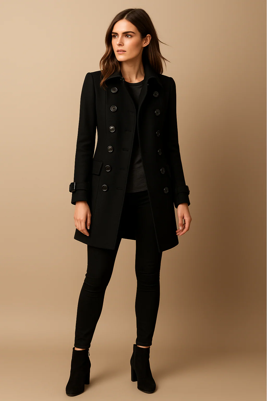 Women’s Celeste Double-Breasted Tailored Mid-Length Coat
