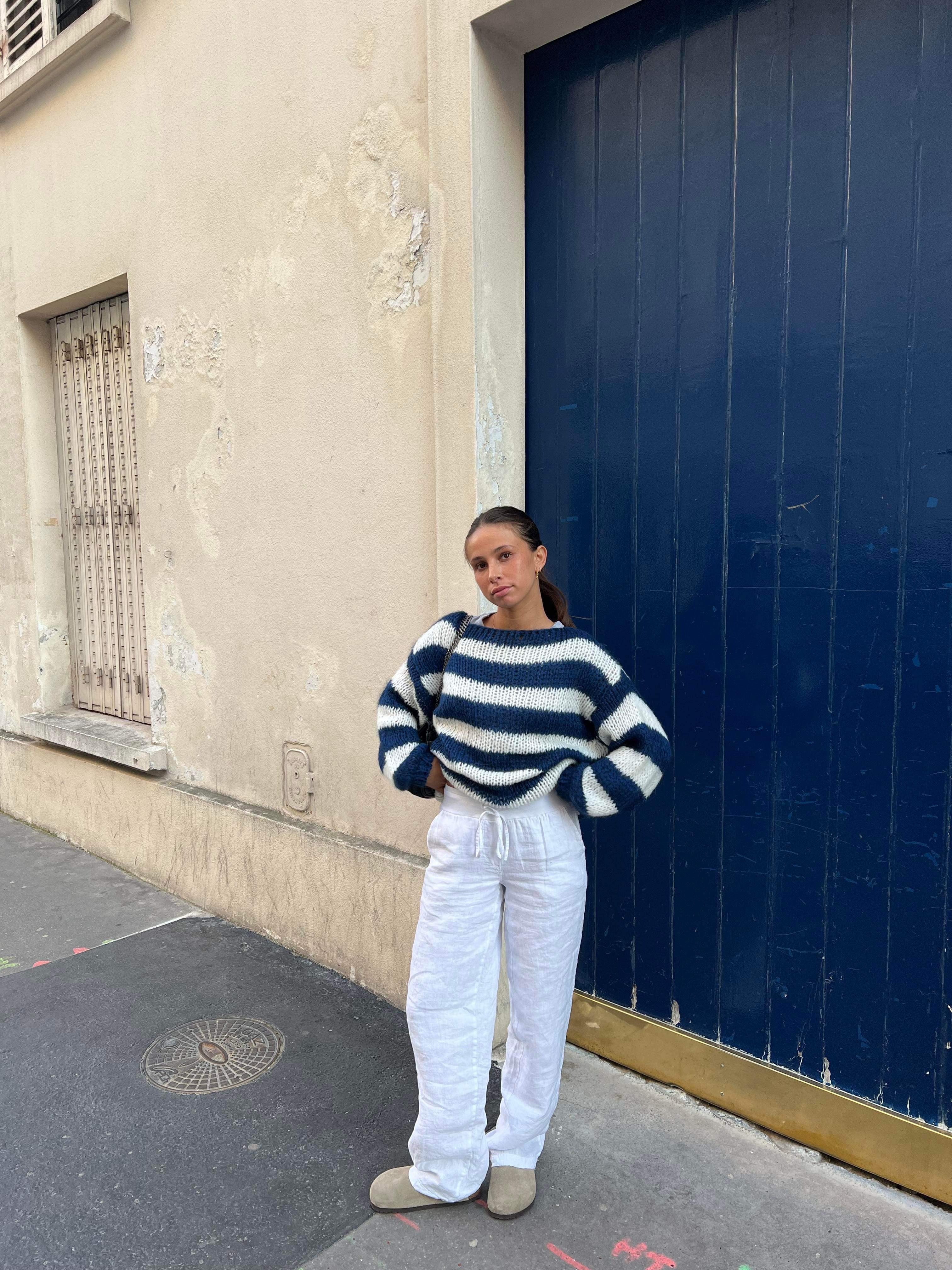 Women’s Striped Knit Sweater – Casual Pullover Stripes
