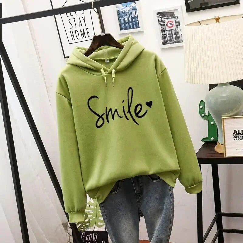 Women’s “Smile” Graphic Hoodie - Casual Pullover Sweatshirt
