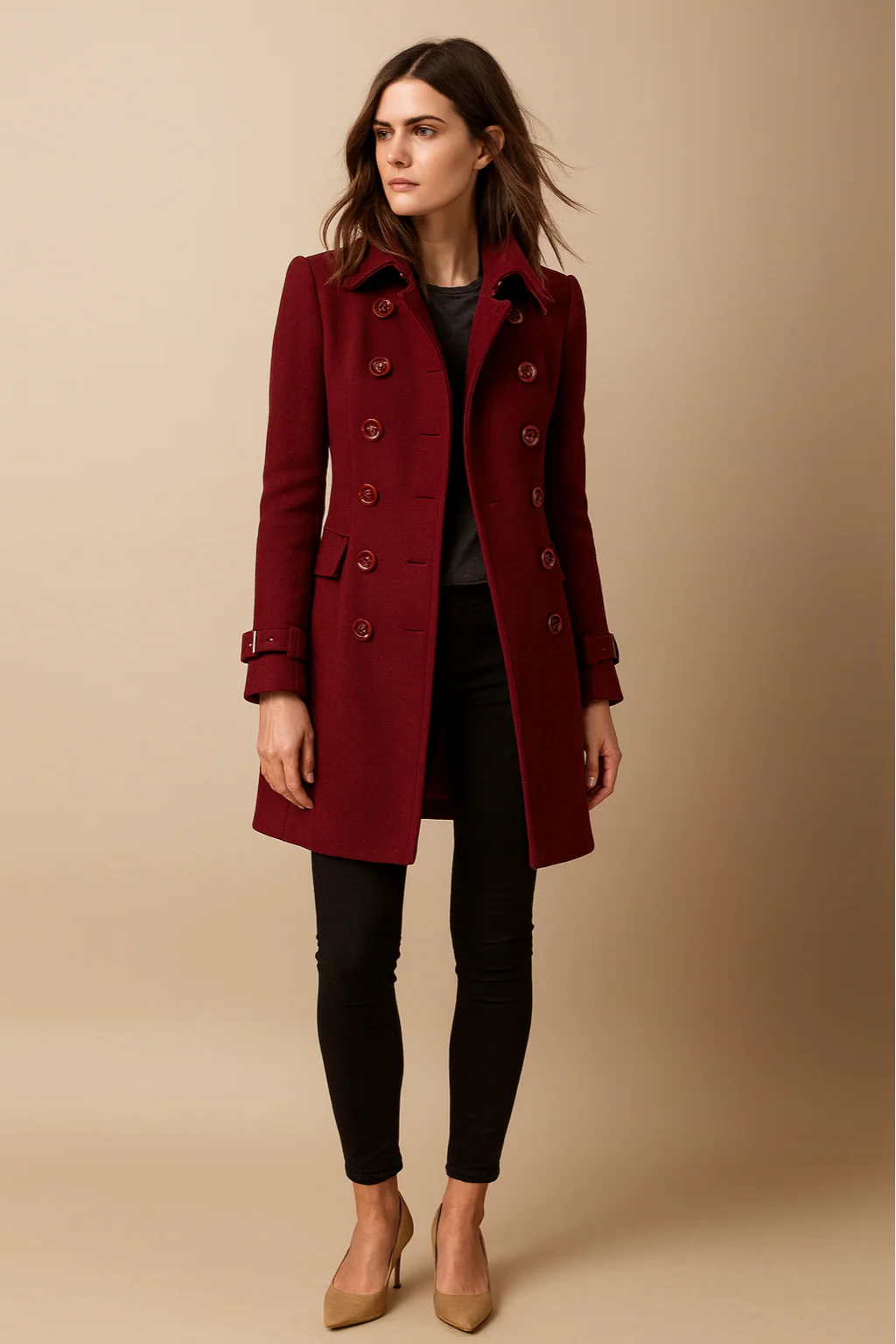 Women’s Celeste Double-Breasted Tailored Mid-Length Coat