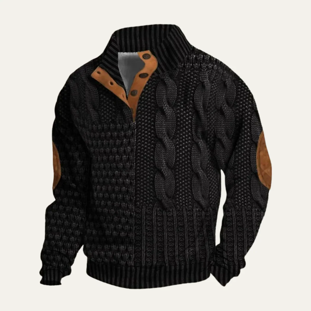 Men’s Textured Knit Pattern Pullover - Vintage Winter Sweater