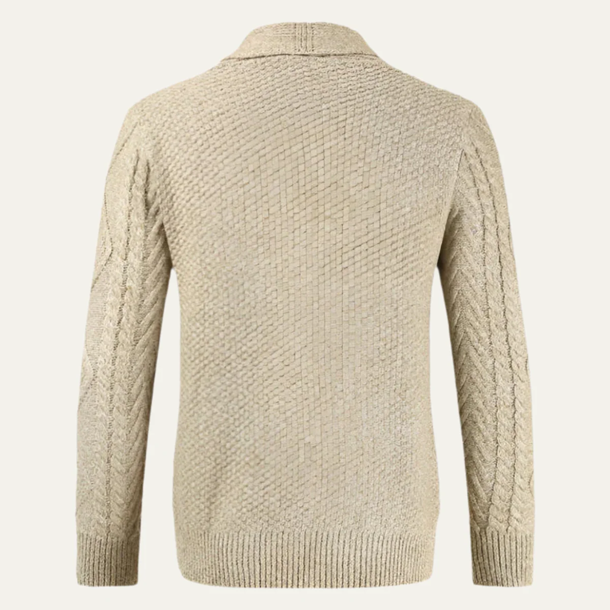 Men’s Cable-Knit Shawl Collar Cardigan - Classic Button-Up Sweater
