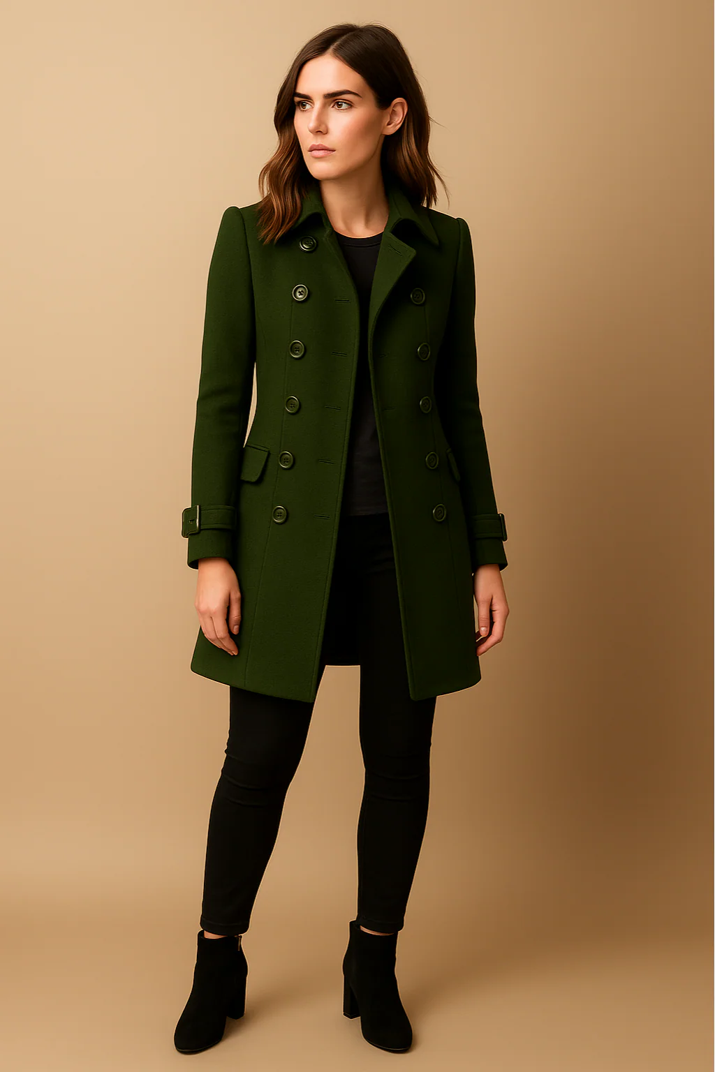 Women’s Celeste Double-Breasted Tailored Mid-Length Coat