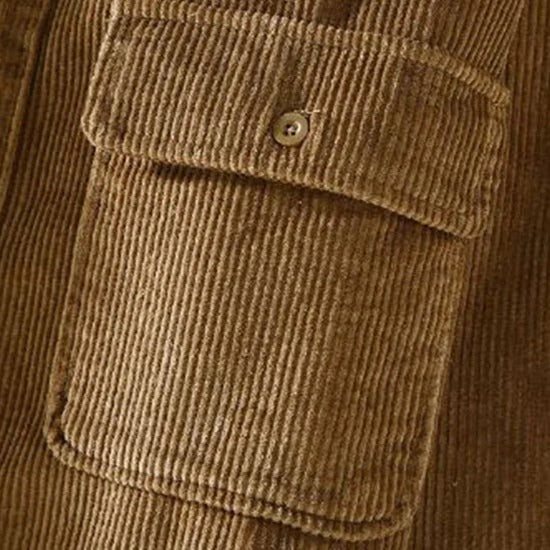 Men’s Button-Up Cord Jacket - Casual Lined Overshirt