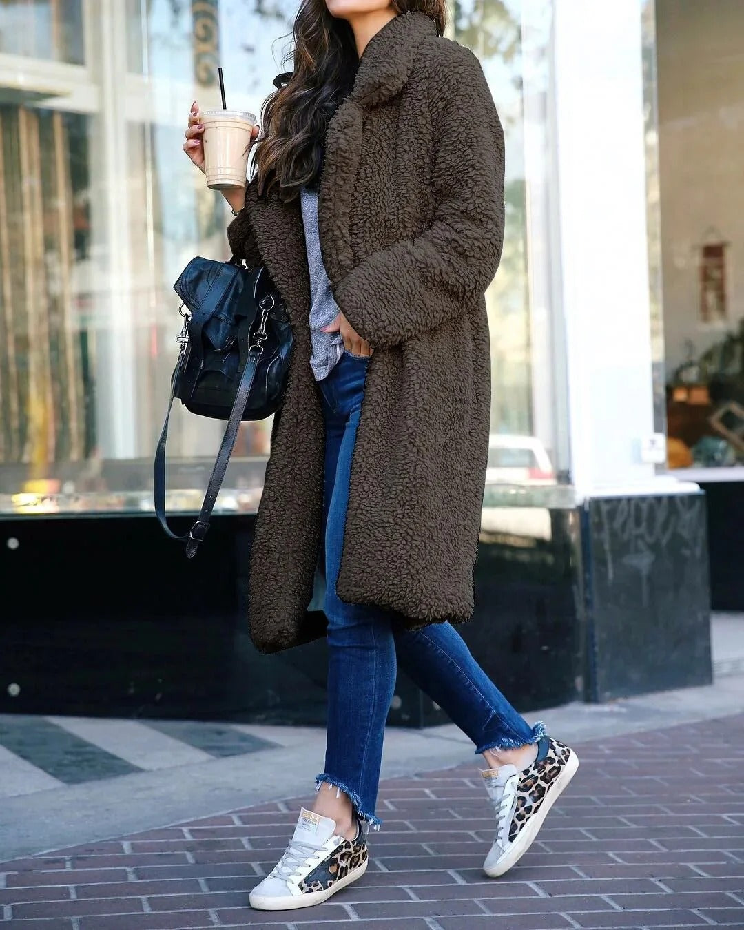 Women’s Cozy Oversized Teddy Coat - Longline Plush Winter Jacket