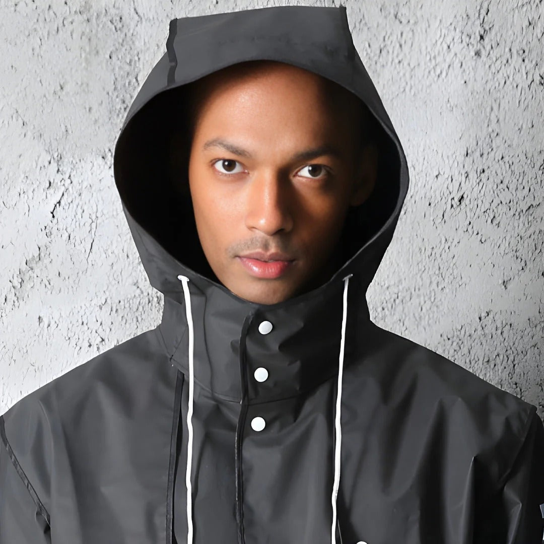 Men’s StormGuard Long Raincoat - Waterproof Hooded Shell Jacket