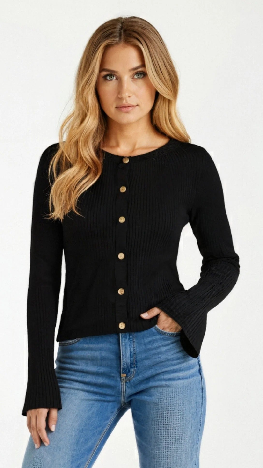 Women’s Ribbed Button-Up Knit Cardigan - Classic Slim Fit Sweater
