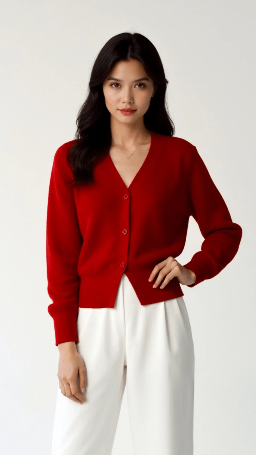 Women’s V-Neck Button-Up Cardigan - Soft Knit Relaxed Fit
