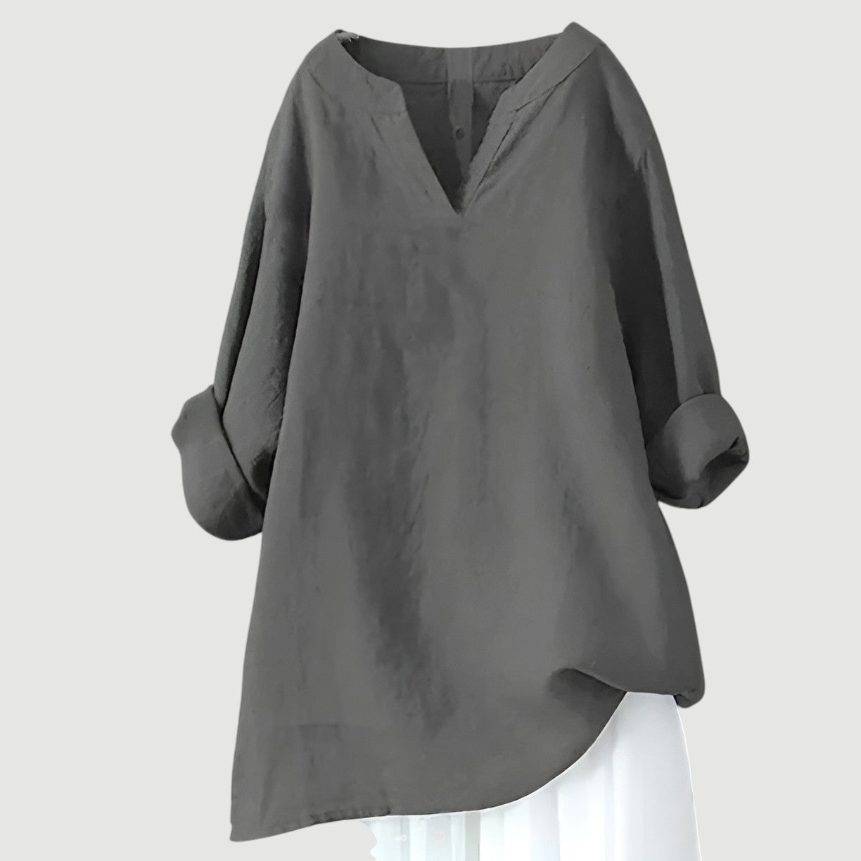 Women’s Elara Relaxed V-Neck Longline Blouse - Effortless Everyday Essential