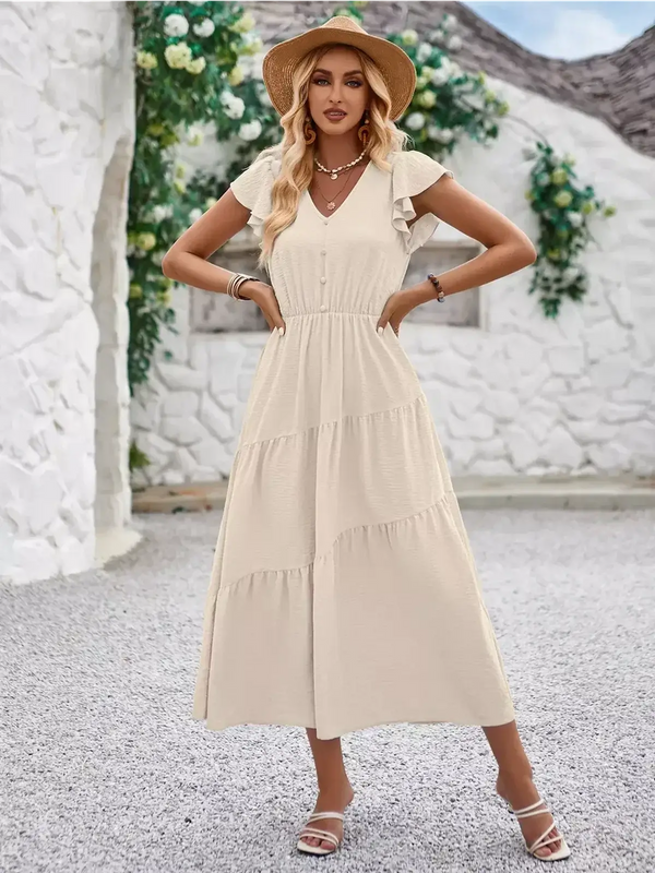 Amaria - Flutter-Tiered Midi Dress