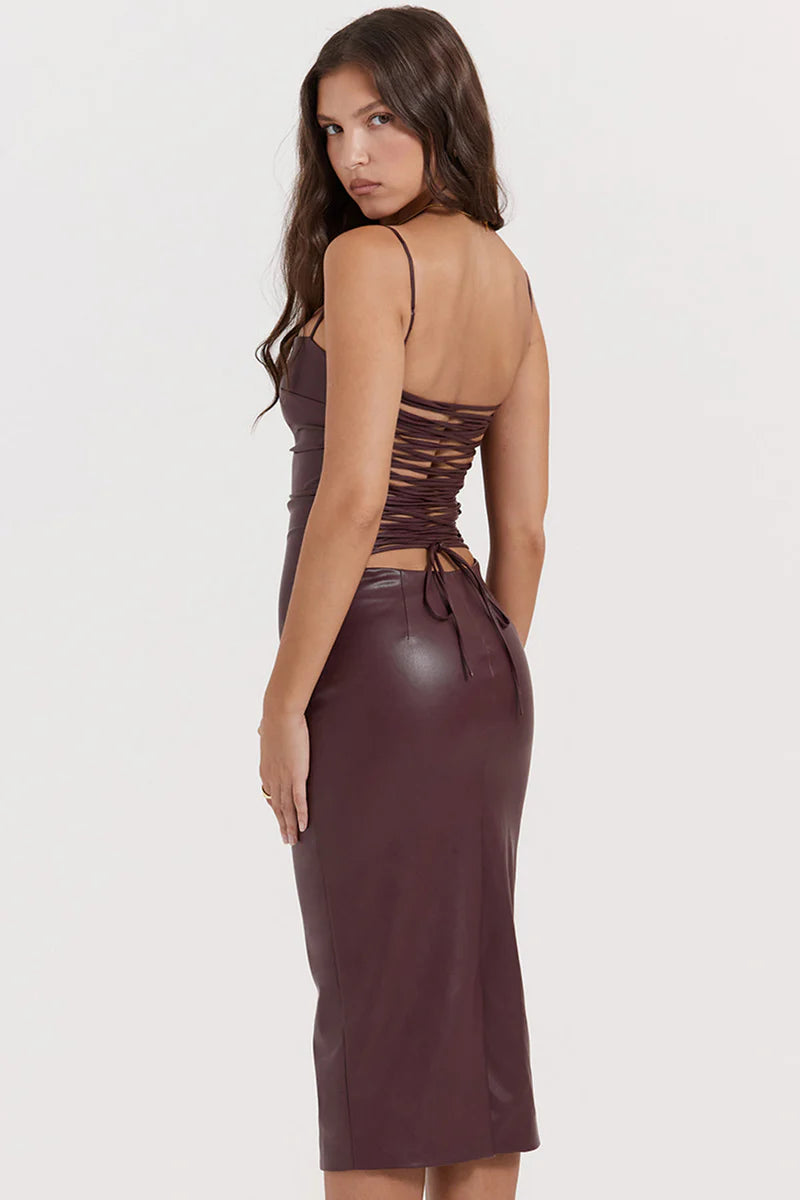 Mona - Leather Midi Dress