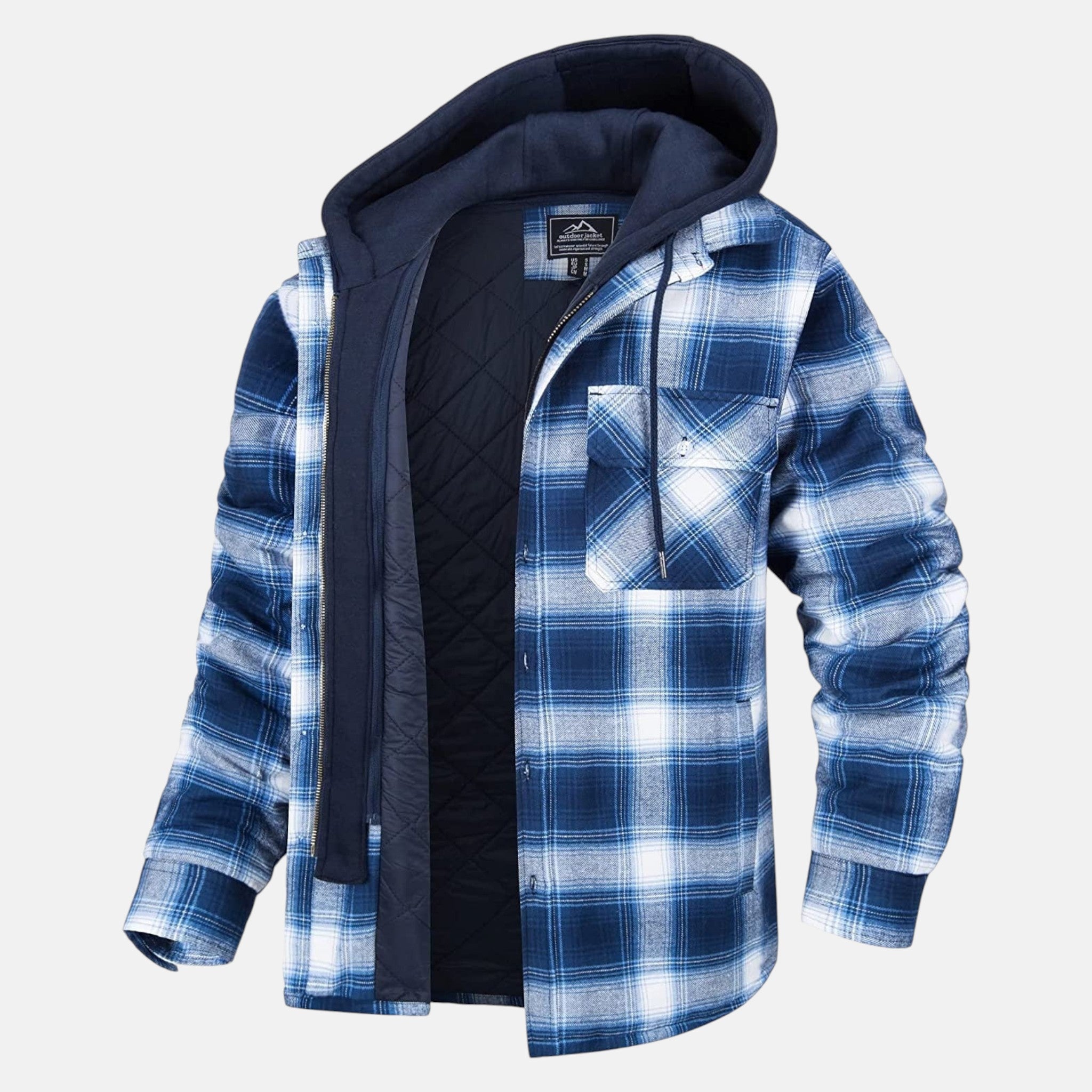 Men's Cotton Hooded Check Jacket