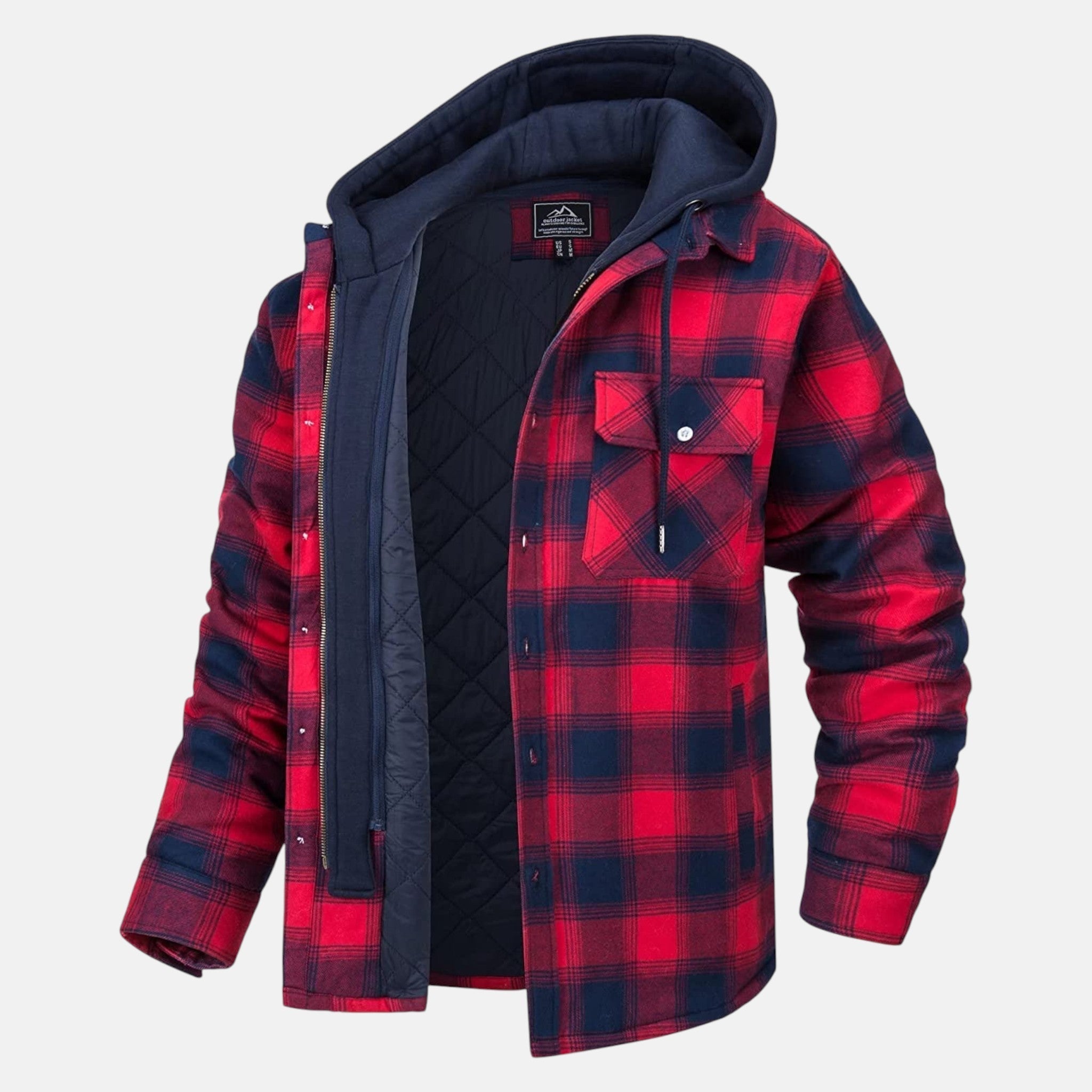 Men's Cotton Hooded Check Jacket