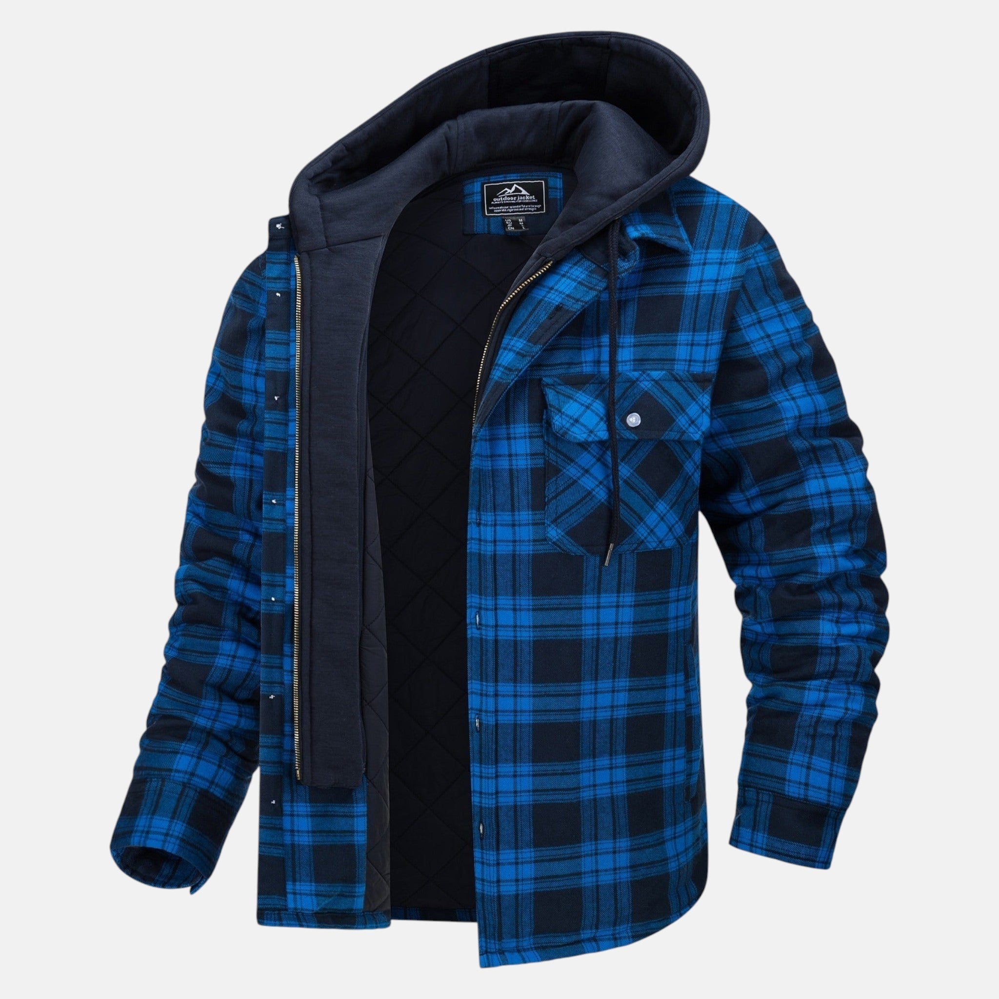 Men's Cotton Hooded Check Jacket