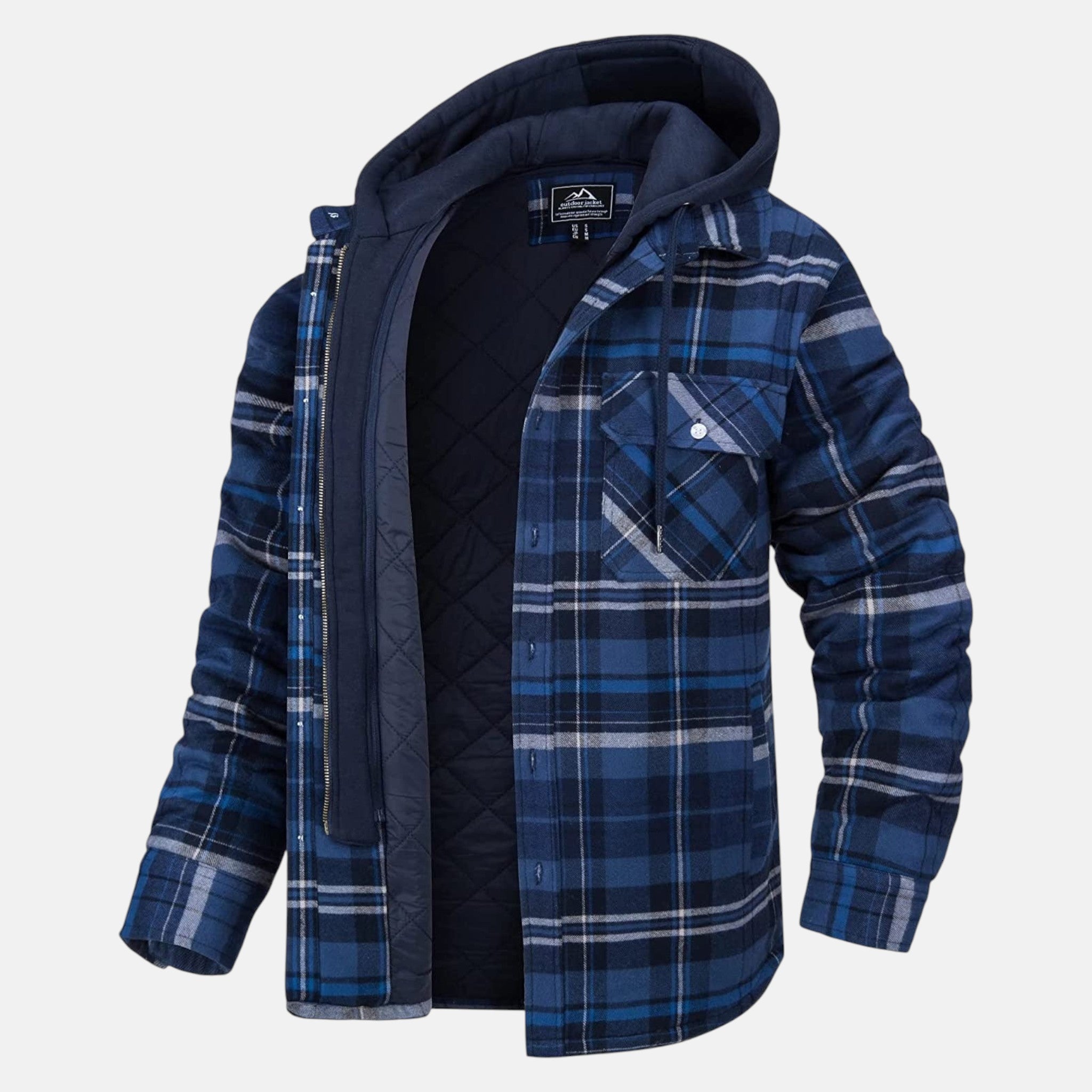 Men's Cotton Hooded Check Jacket