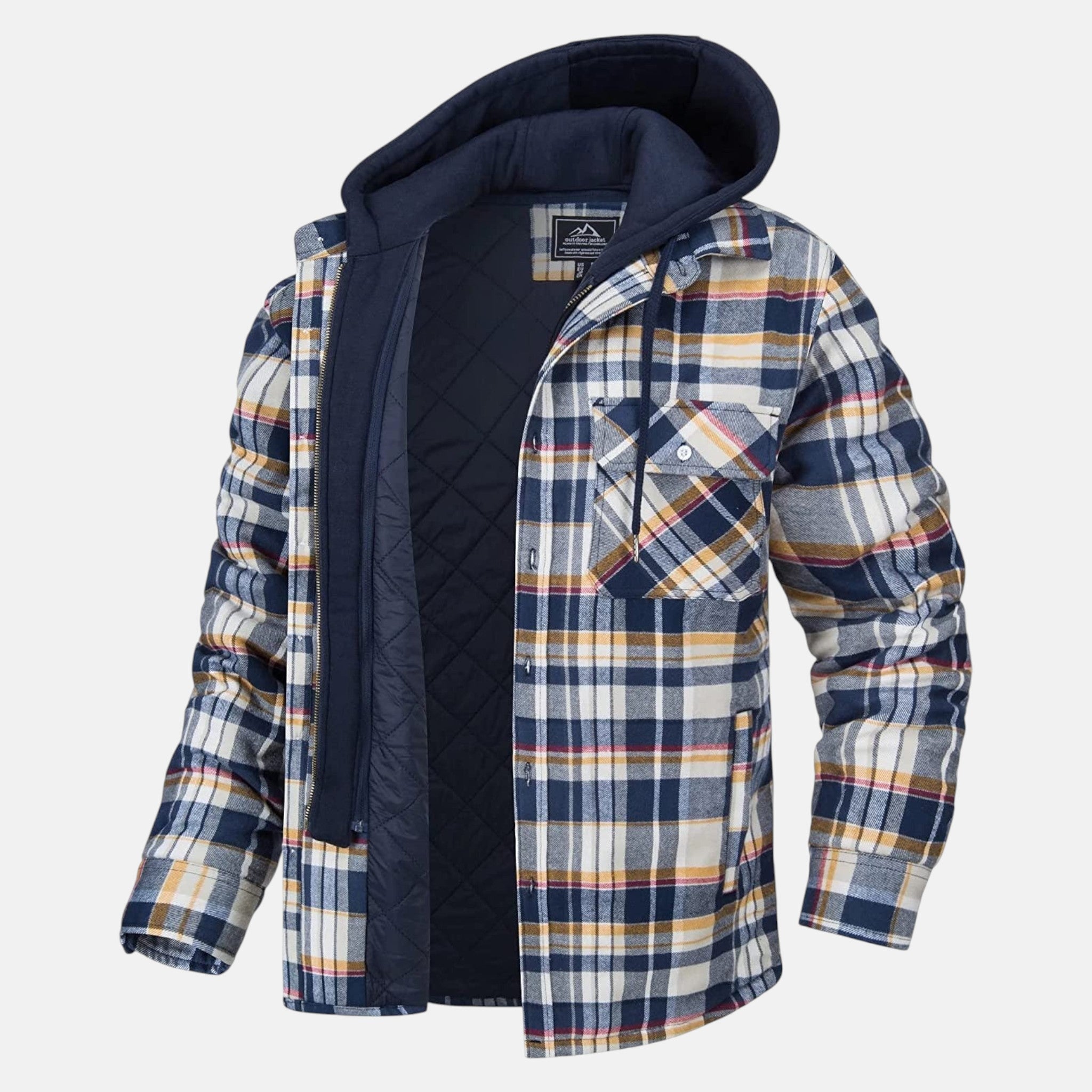 Men's Cotton Hooded Check Jacket