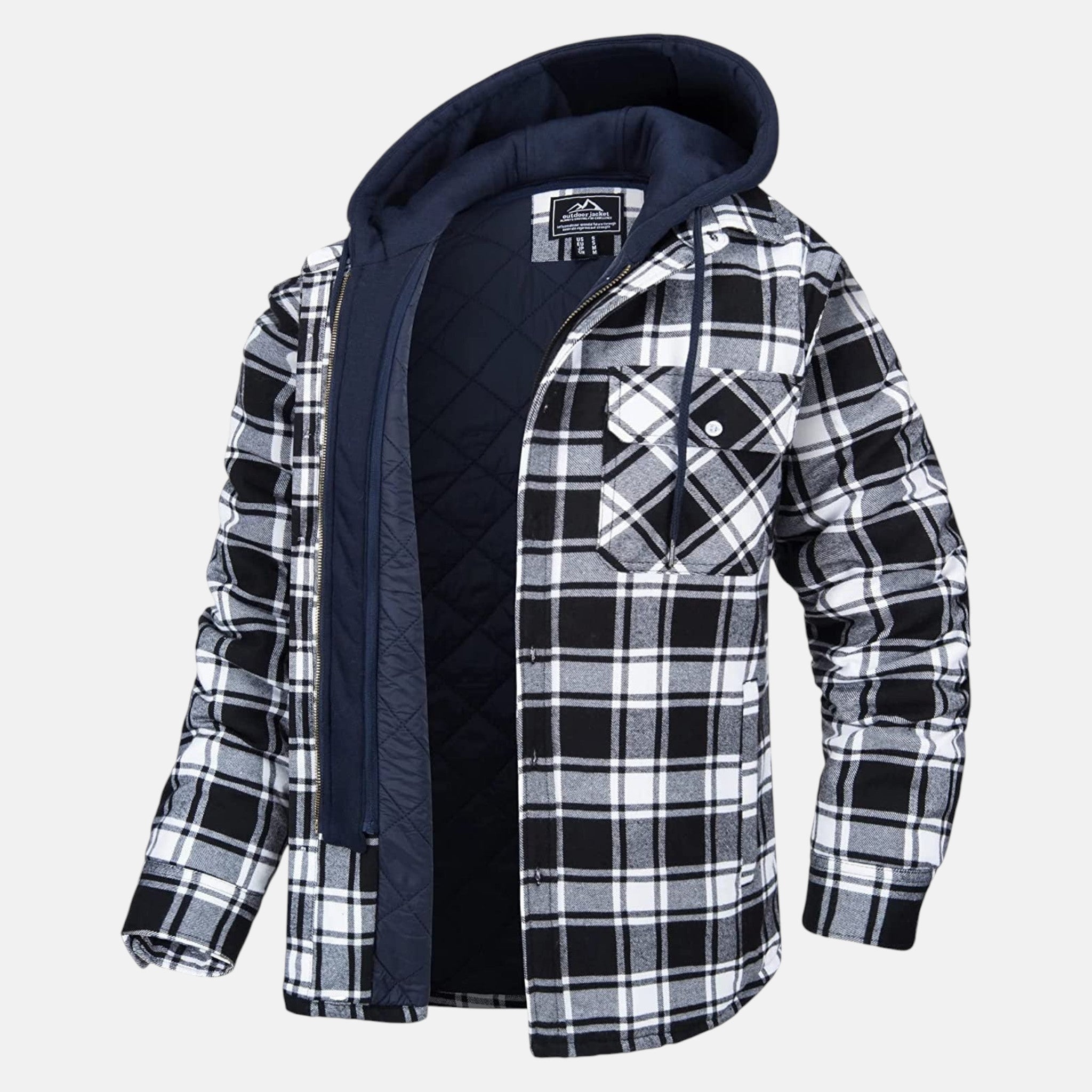 Men's Cotton Hooded Check Jacket