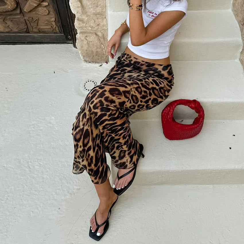 Taryn - Women's Floor-Length Animal Print Skirt