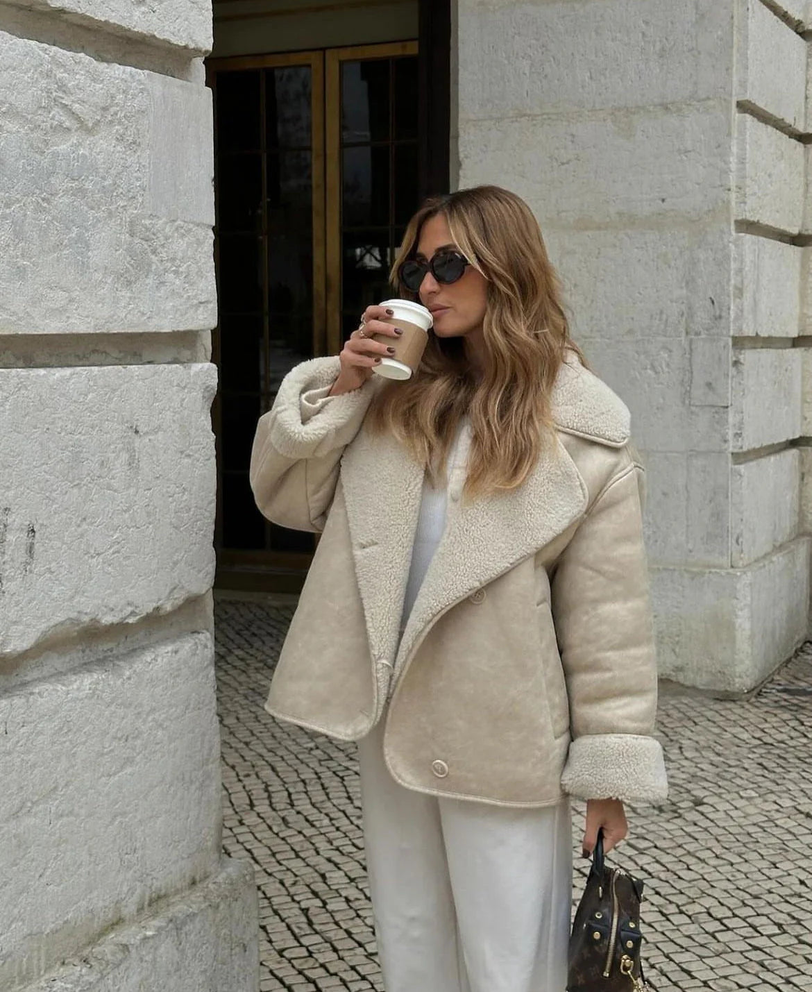 Women’s Faux‑Shearling Moto Jacket