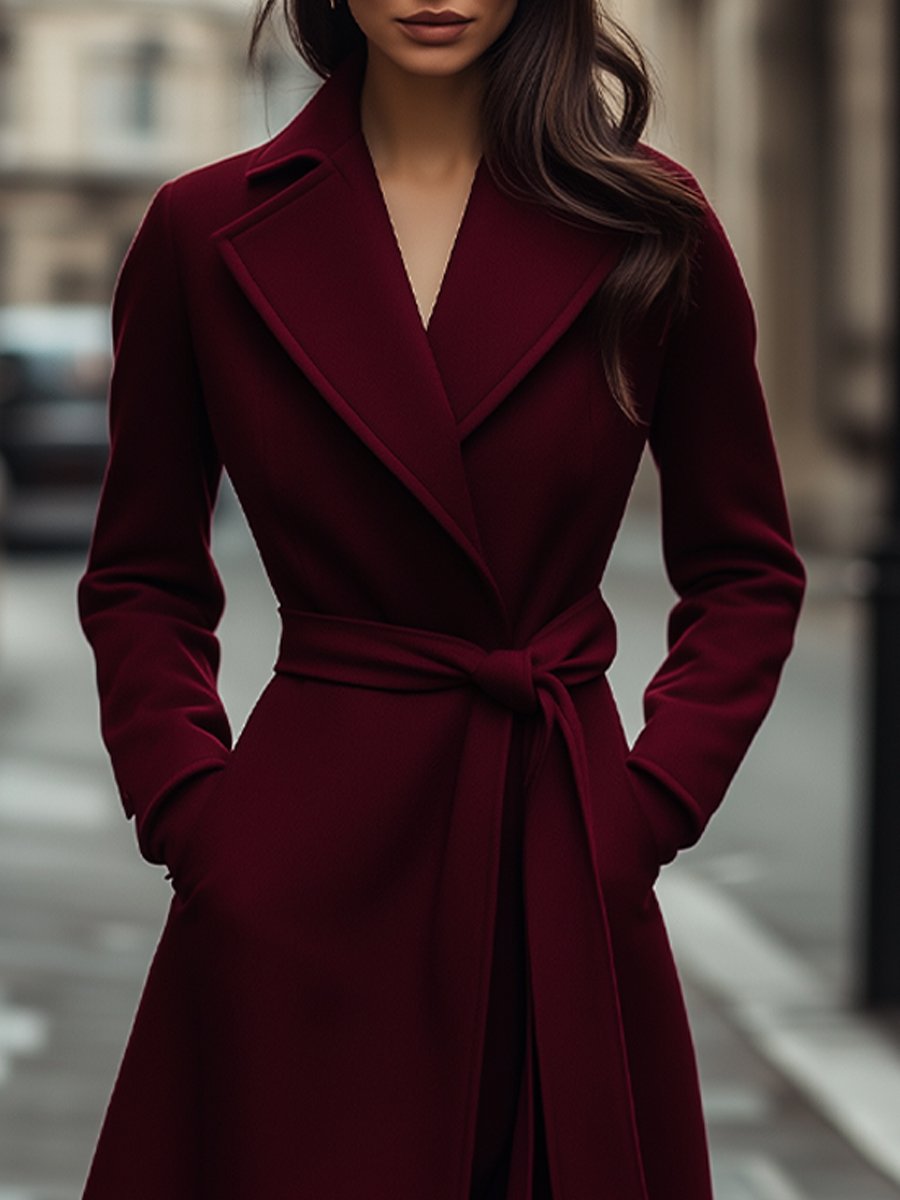 Women’s Belted Long Trench Coat - Tailored Wrap Design