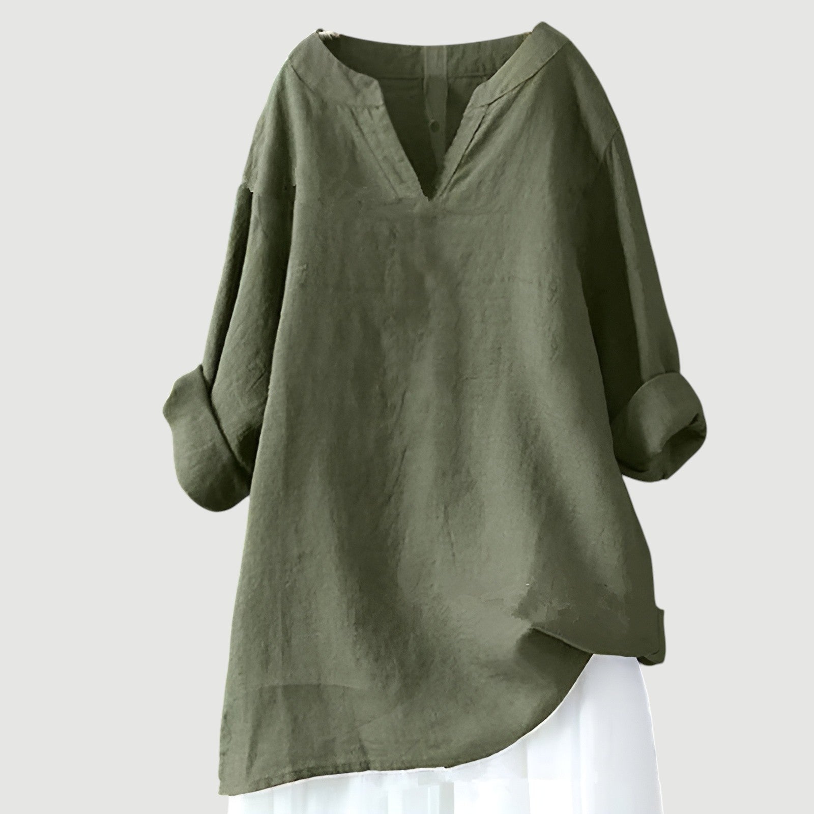 Women’s Elara Relaxed V-Neck Longline Blouse - Effortless Everyday Essential