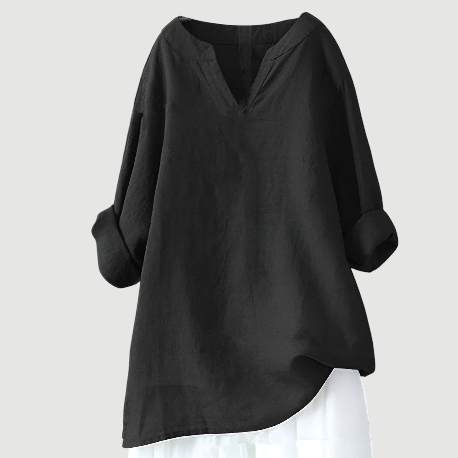 Women’s Elara Relaxed V-Neck Longline Blouse - Effortless Everyday Essential