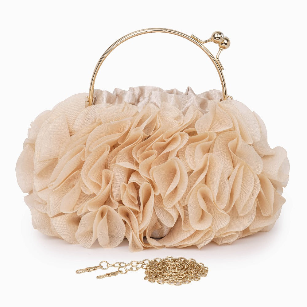 Marilyn - Ruched Ruffle Evening Clutch Bag