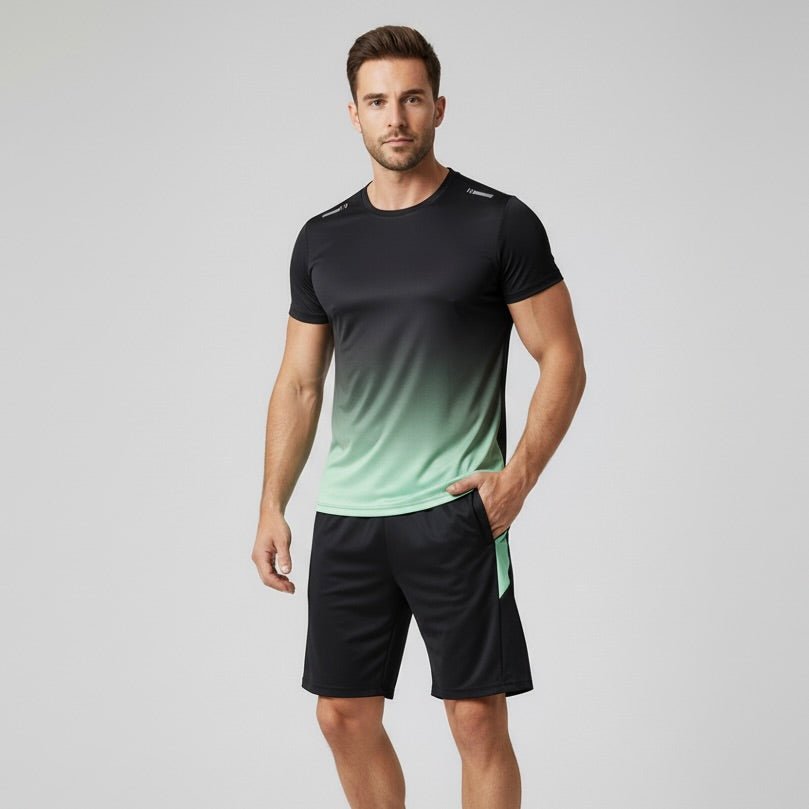 Men's Gradient Quick-Dry Breathable T-Shirt Shorts Activewear Set