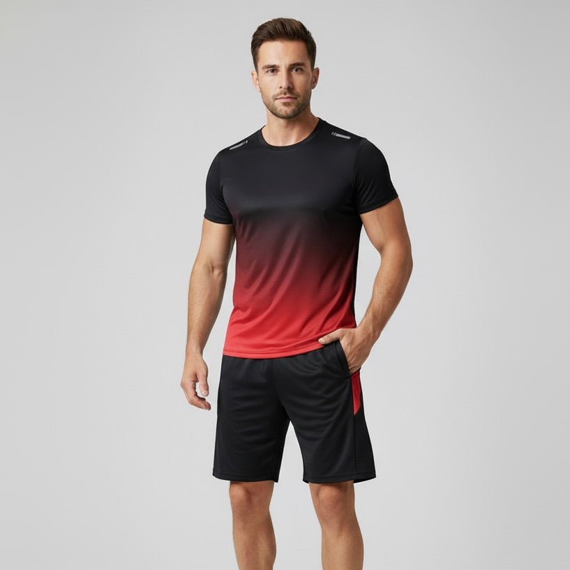 Men's Gradient Quick-Dry Breathable T-Shirt Shorts Activewear Set