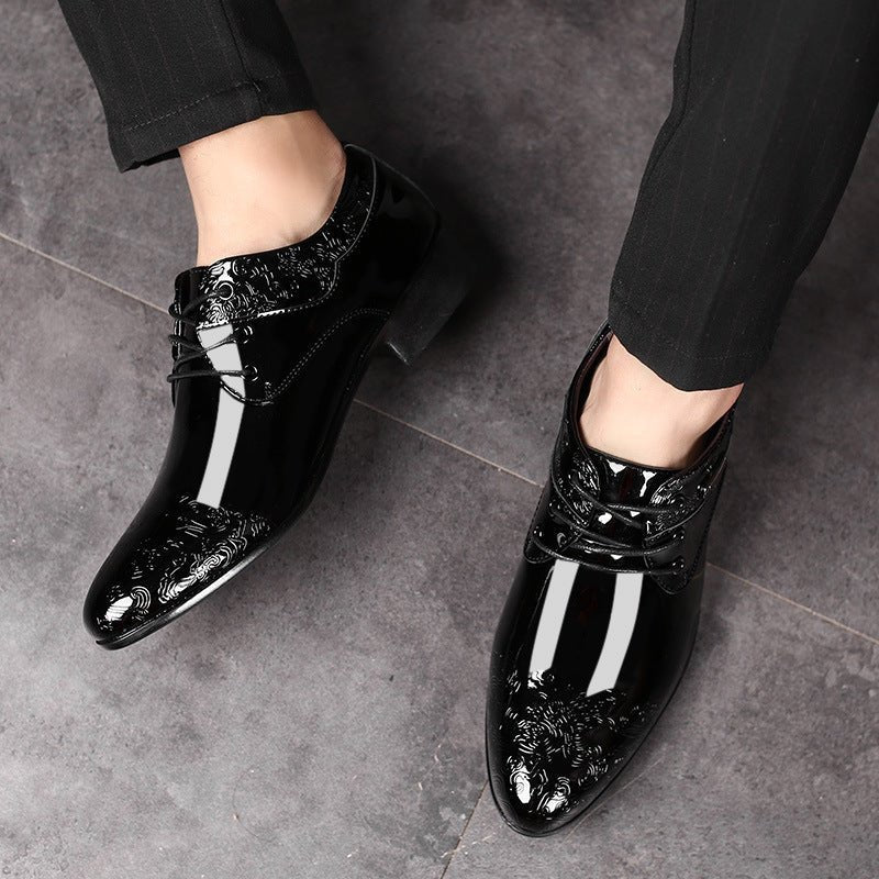 Men's Patent Embossed Lace-Up Formal Derby Shoes